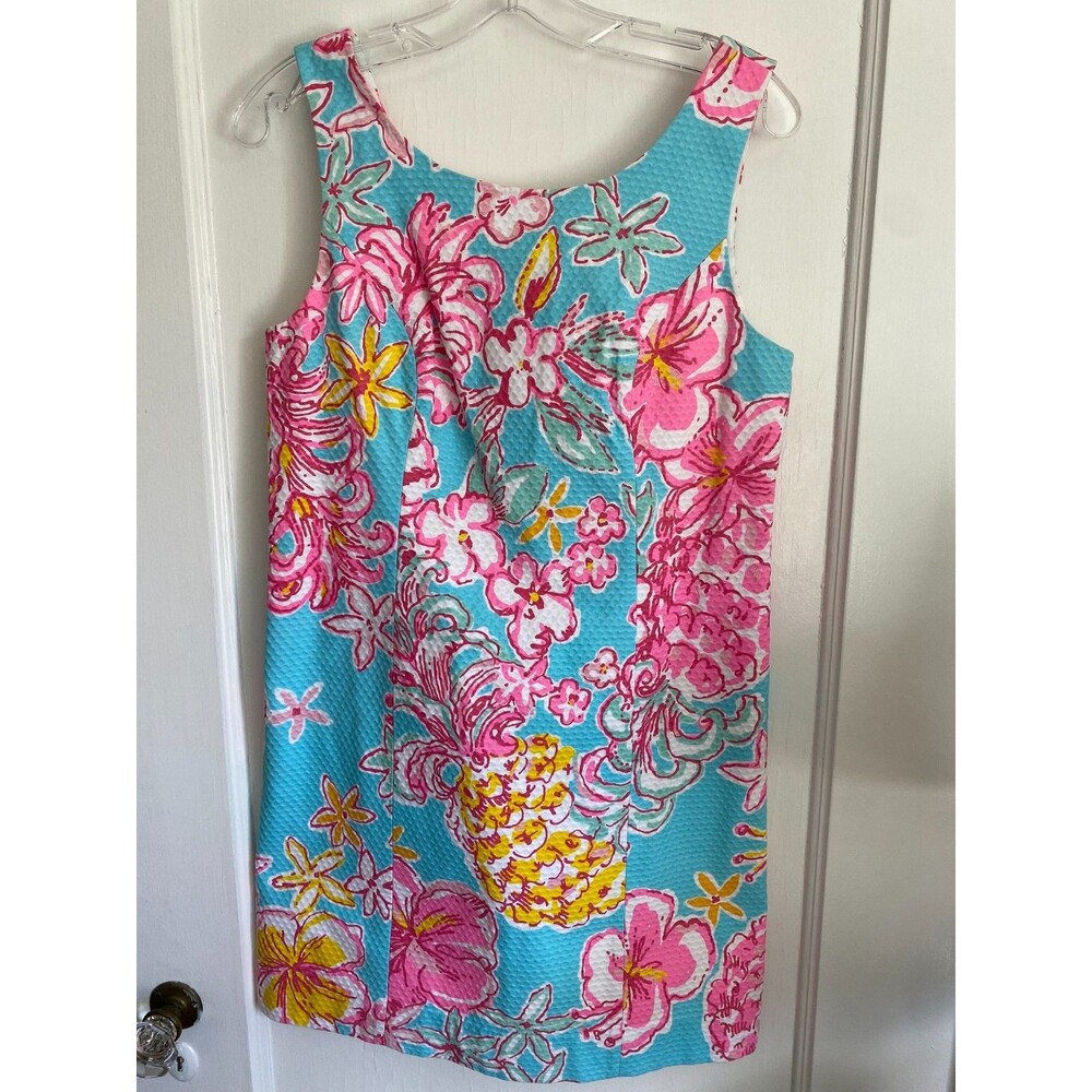 Lilly Pulitzer Shift Dress Pineapples Orchids Floral Women's Size 6